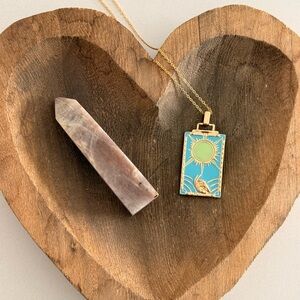 The Sun 🌞 Card, Gold and Blue Sun Pendant Necklace